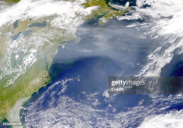 This true-color image released 09 May 2001 acquired May 4 by the Sea-viewing Wide Field-of-view Sensor reveals a large, thick plume of aerosols...