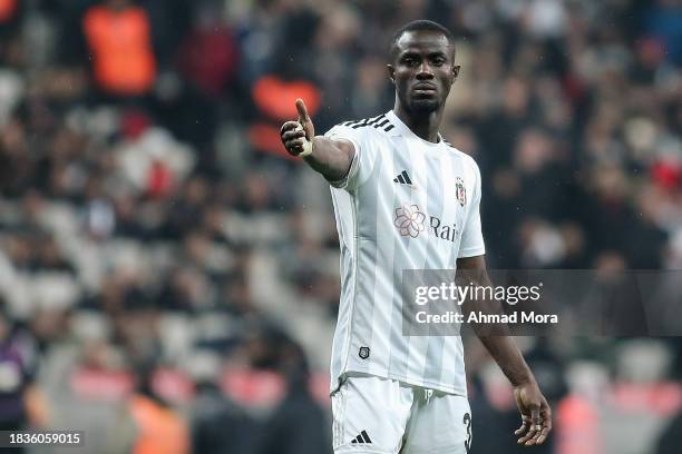 Eric Baily of Besiktas gestures during the Turkish Super League match between Besiktas and Fenerbahce at Besiktas Park Stadium on December 9, 2023 in...