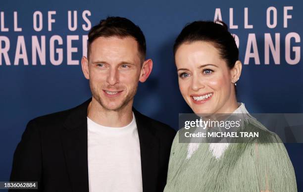 British actors Jamie Bell and Claire Foy arrive for the Los Angeles special screening of "All of Us Strangers," at Vidiots in Los Angeles, December...