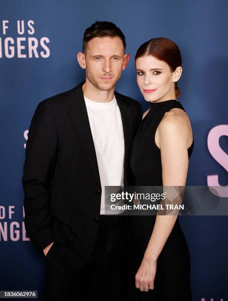 Actress Kate Mara and husband British actor Jamie Bell arrive for the Los Angeles special screening of "All of Us Strangers," at Vidiots in Los...
