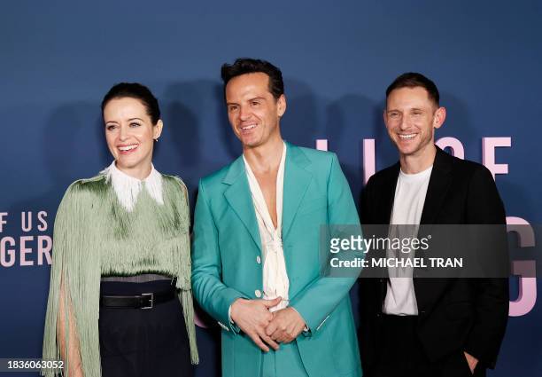 British actress Claire Foy, Irish actor Andrew Scott and British actor Jamie Bell arrive for the Los Angeles special screening of "All of Us...