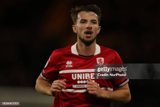 Dan Barlaser of Middlesbrough is playing in the Sky Bet Championship match between Middlesbrough and Ipswich Town at the Riverside Stadium in...