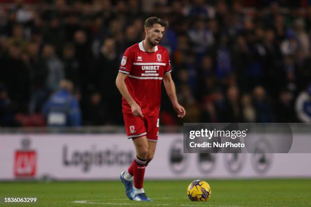 Dan Barlaser of Middlesbrough is playing in the Sky Bet Championship match between Middlesbrough and Ipswich Town at the Riverside Stadium in...