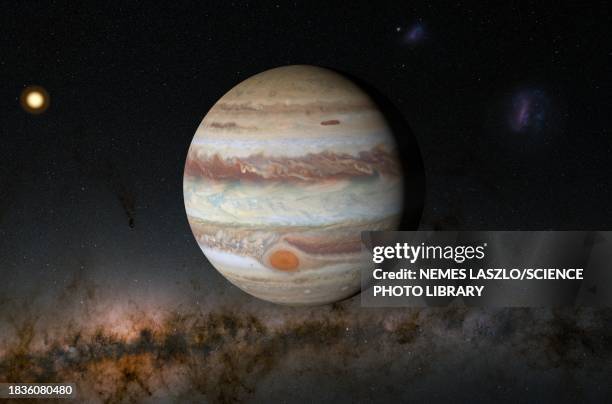 jupiter, illustration - jupiter gasplanet stock-grafiken, -clipart, -cartoons und -symbole