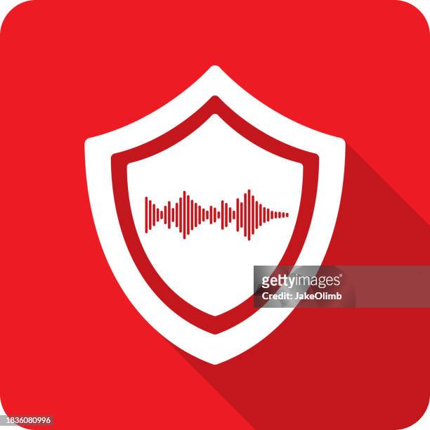 shield sound wave icon silhouette - volume knob stock illustrations