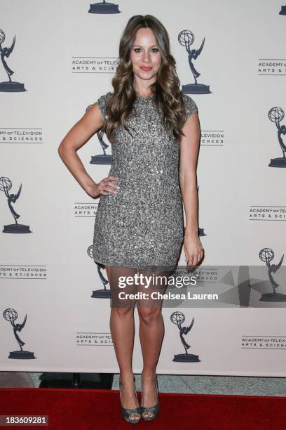 Actress Jenn Korbee arrives at "An Evening Honoring James Burrows" at Academy of Television Arts & Sciences on October 7, 2013 in North Hollywood,...