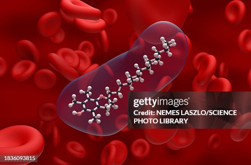 Vitamin E molecule, illustration Vitamin E molecule, illustration