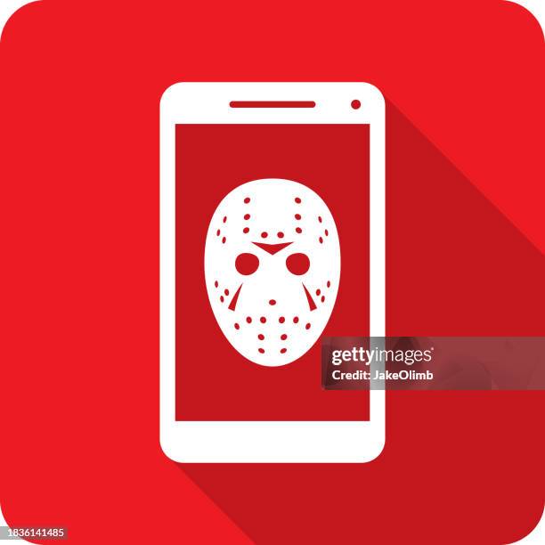 hockey mask smartphone icon silhouette - goalie mask stock illustrations