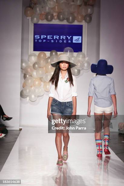 Model walk the runway at the Sperry preview during the Stride Rite Show at the petiteParade NY Kids Fashion Week in Collaboration with VOGUEbambini...