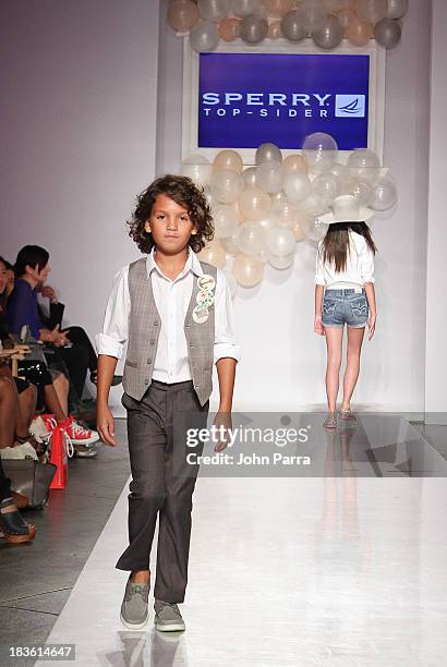 Model walk the runway at the Sperry preview during the Stride Rite Show at the petiteParade NY Kids Fashion Week in Collaboration with VOGUEbambini...