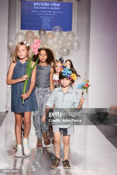 Model walk the runway at the Stride Rite Show finale during the petiteParade NY Kids Fashion Week in Collaboration with VOGUEbambini at Industria...