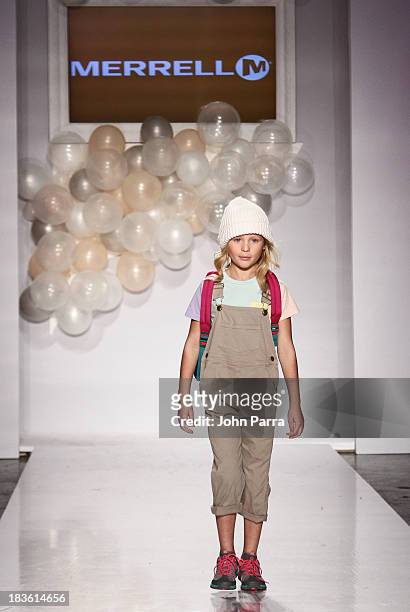 Model walk the runway at the Merrell preview during the Stride Rite Show at petiteParade NY Kids Fashion Week in Collaboration with VOGUEbambini at...