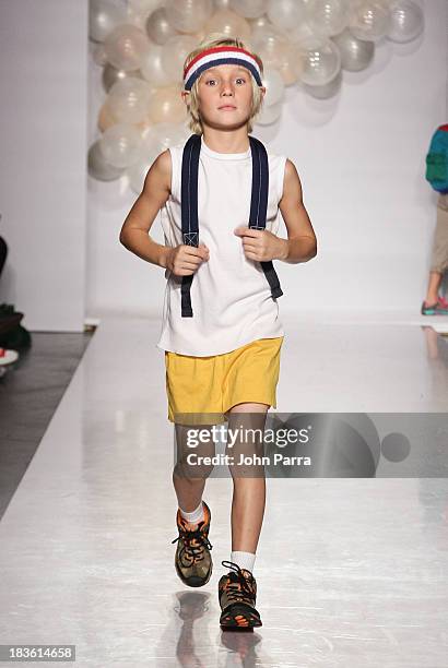 Model walk the runway at the Merrell preview during the Stride Rite Show at petiteParade NY Kids Fashion Week in Collaboration with VOGUEbambini at...