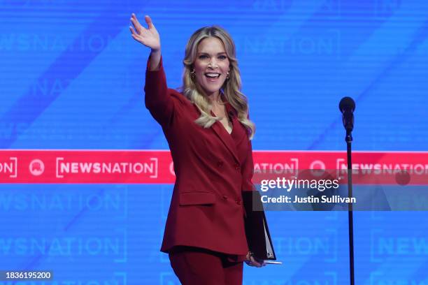Former FOX News host and moderator Megyn Kelly takes the stage ahead of the NewsNation Presidential Primary Debate at the University of Alabama Moody...