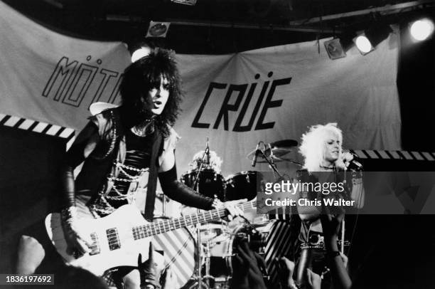 Heavy metal group Motley Crue perform at the the Whisky a Go Go on December 11, 1981 in West Hollywood, California.