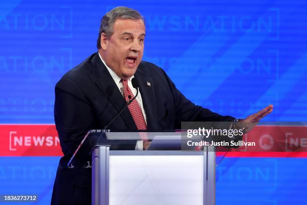 Republican presidential candidate former New Jersey Gov. Chris Christie participates in the NewsNation Republican Presidential Primary Debate at the...