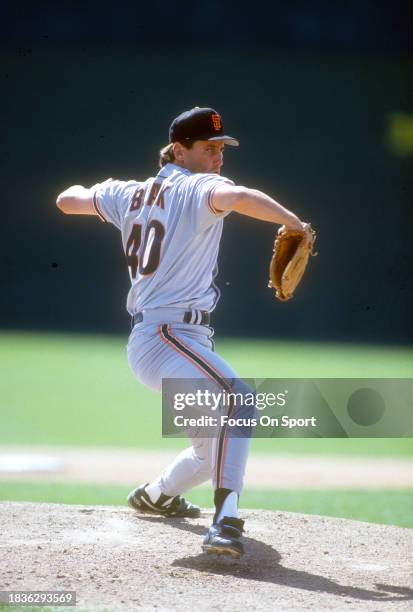 Bud Black of the San Francisco Giants pitches during a Major League Baseball game circa 1991. Black played for the Giants from 1991-1994.