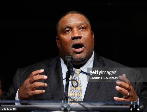 Tony Paige, Sr. Speaks after accepting his Triumph Award during The 4th Annual Triumph Awards at Rose Theater, Jazz at Lincoln Center on October 7,...