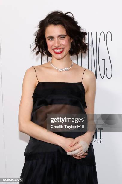 Margaret Qualley attends the premiere of "Poor Things" at DGA Theater on December 06, 2023 in New York City.