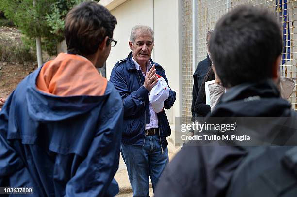 Cono Galipo, President of Nuova Lampedusa Accoglienza, that manages operation inside the temporary shelter Center where immigrants are detained after...