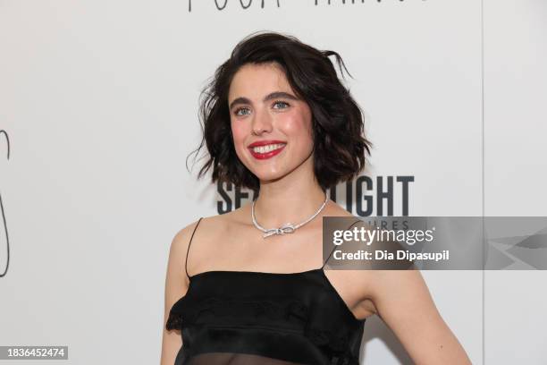 Margaret Qualley attends the "Poor Things" premiere at DGA Theater on December 06, 2023 in New York City.