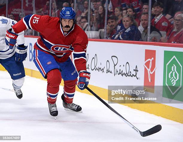 George Parros of the Montreal Canadiens skates against the Toronto Maple Leafs during the NHL game on October 1, 2013 at the Bell Centre in Montreal,...