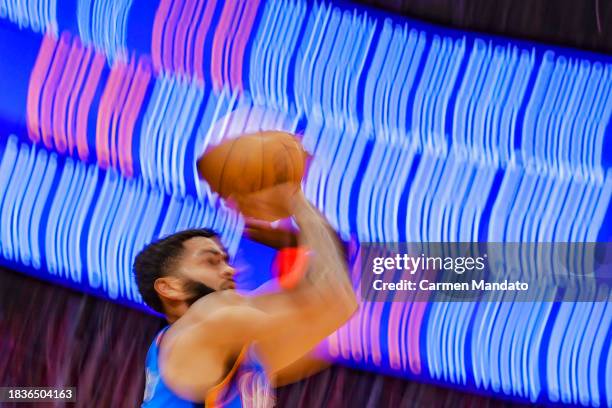 Kenrich Williams of the Oklahoma City Thunder shoots a basket against the Houston Rockets during the first half at Toyota Center on December 06, 2023...