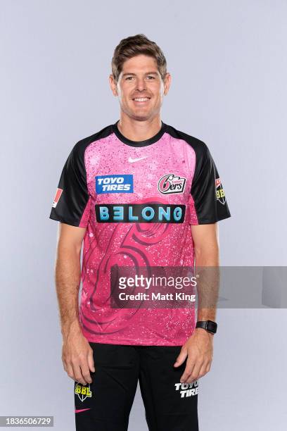Daniel Hughes poses during the Sydney Sixers BBL Headshots Session at Cricket Central on December 04, 2023 in Sydney, Australia.