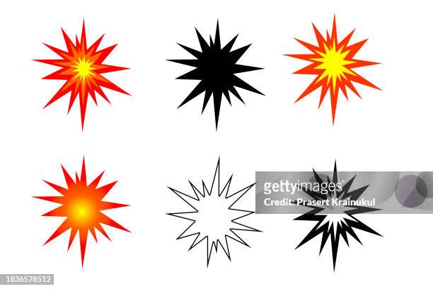 set of explosive collision emoticon. cartoon style - illustration technique stock illustrations stock pictures, royalty-free photos & images