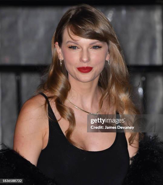 Taylor Swift leaves the "Poor Things" premiere at DGA Theater on December 06, 2023 in New York City.