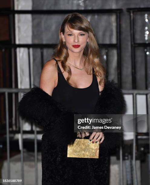 Taylor Swift leaves the "Poor Things" premiere at DGA Theater on December 06, 2023 in New York City.