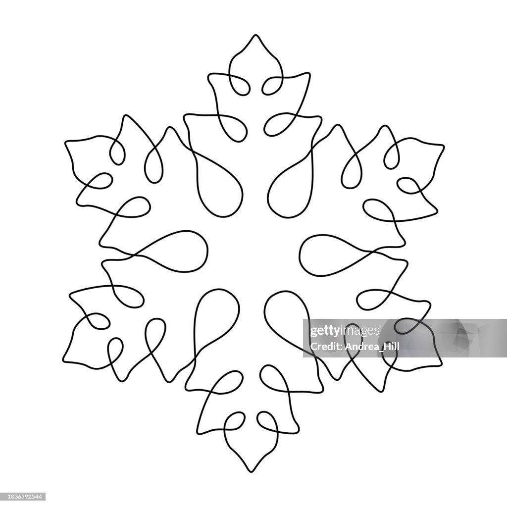 Snowflake Continuous Single Line Drawing High-Res Vector Graphic ...