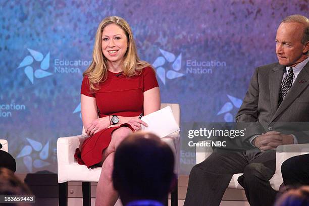 Education Nation Summit -- Pictured: Chelsea Clinton, Special Correspondent for NBC News, and Mitch Daniels, President of Purdue University, IN. --