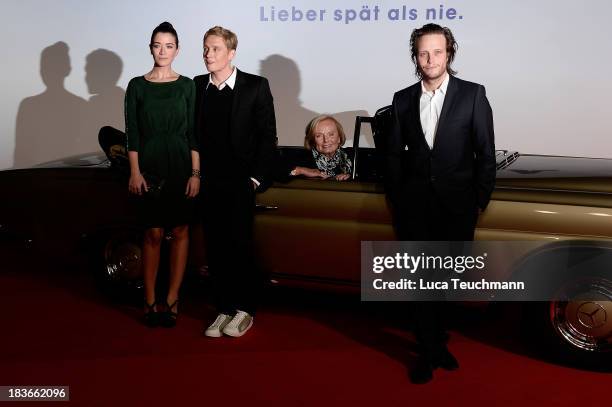 Anna Bederke; Matthias Schweighoefer; Ruth Maria Kubitschek and August Diehl attend the 'Frau Ella' Premiere at CineStar on October 8, 2013 in...