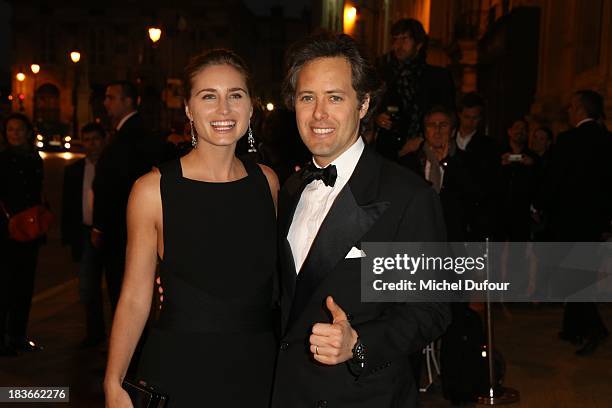 Lauren Bush and David Lauren arrive at a Ralph Lauren Collection Show and private dinner at Les Beaux-Arts de Paris on October 9, 2013 in Paris,...