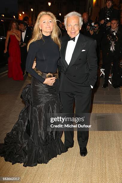 Ricky Lauren and Ralph Lauren arrive at a Ralph Lauren Collection Show and private dinner at Les Beaux-Arts de Paris on October 9, 2013 in Paris,...