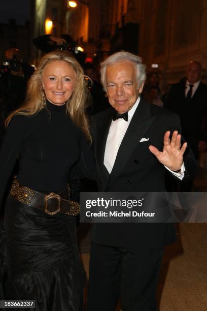 Ricky Lauren and Ralph Lauren arrive at a Ralph Lauren Collection Show and private dinner at Les Beaux-Arts de Paris on October 9, 2013 in Paris,...