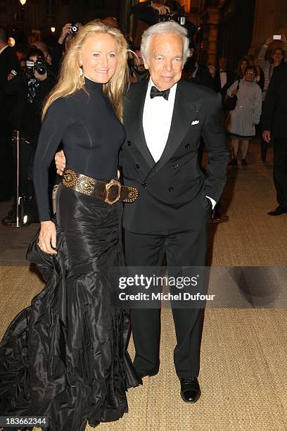 Ricky Lauren and Ralph Lauren arrive at a Ralph Lauren Collection Show and private dinner at Les Beaux-Arts de Paris on October 9, 2013 in Paris,...