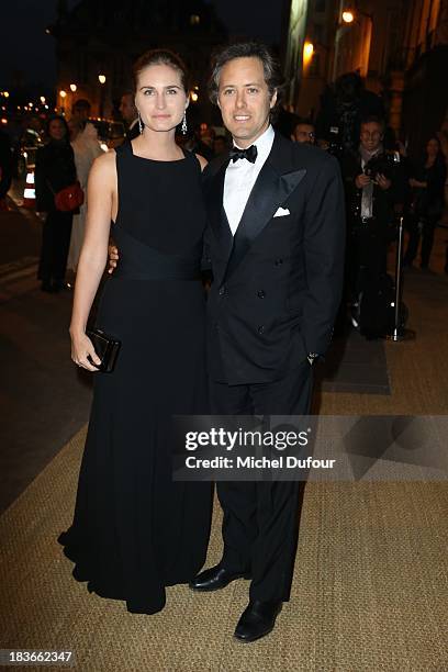 Lauren Bush and David Lauren arrive at a Ralph Lauren Collection Show and private dinner at Les Beaux-Arts de Paris on October 9, 2013 in Paris,...