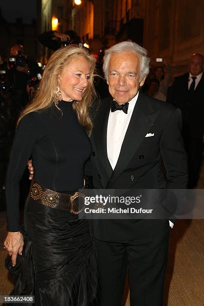 Ricky Lauren and Ralph Lauren arrive at a Ralph Lauren Collection Show and private dinner at Les Beaux-Arts de Paris on October 9, 2013 in Paris,...