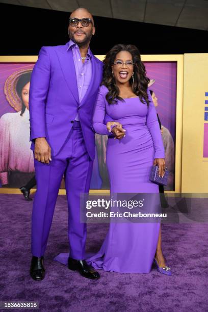 Tyler Perry and Oprah Winfrey attend the Los Angeles Premiere of Warner Bros.' "The Color Purple" at Academy Museum of Motion Pictures on December...