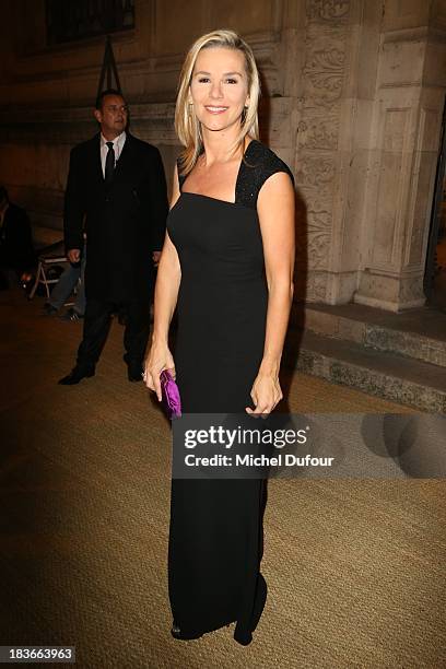 Laurence Ferrari arrives at a Ralph Lauren Collection Show and private dinner at Les Beaux-Arts de Paris on October 9, 2013 in Paris, France. On this...