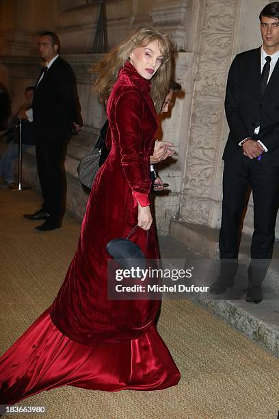 Arielle Dombasle arrives at a Ralph Lauren Collection Show and private dinner at Les Beaux-Arts de Paris on October 9, 2013 in Paris, France. On this...