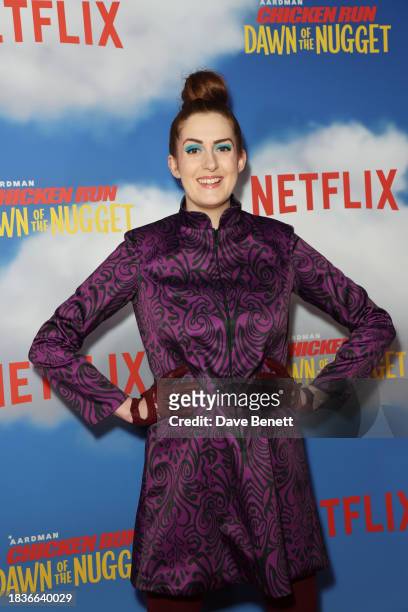 Maddy Lucy Dann attends a special screening of "Chicken Run: Dawn Of The Nugget" at the Picturehouse Central on December 10, 2023 in London, England.
