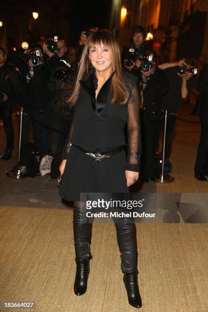 Babeth Djian arrives at a Ralph Lauren Collection Show and private dinner at Les Beaux-Arts de Paris on October 9, 2013 in Paris, France. On this...