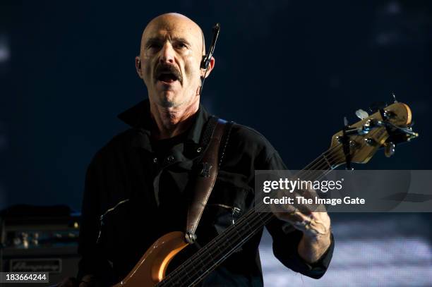 Tony Levin performs with during Peter Gabriel's 'So' Back To Front tour at the Arena on October 8, 2013 in Geneva, Switzerland.