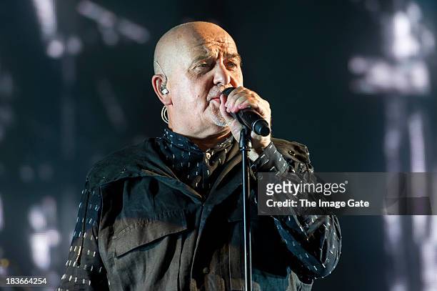 Peter Gabriel performs during his 'So' Back To Front tour at the Arena on October 8, 2013 in Geneva, Switzerland.