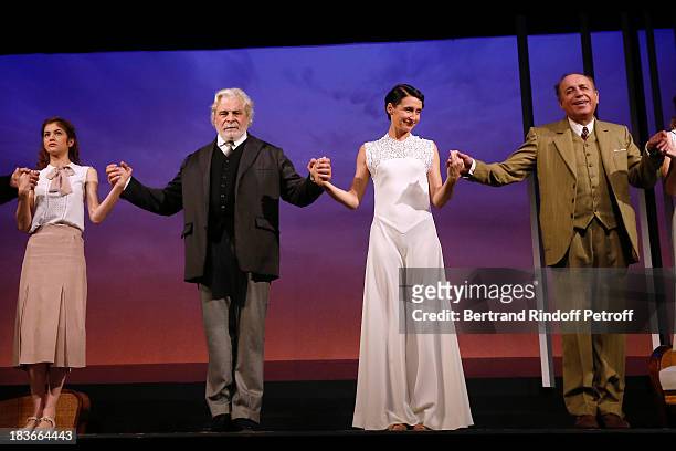Actors Chloe Chaudoye, Jacques Weber, Anne Brochet and Jean-Claude Durand at the end of 'La Dame De La Mer' : Gala play to benefit Care Humanitarian...