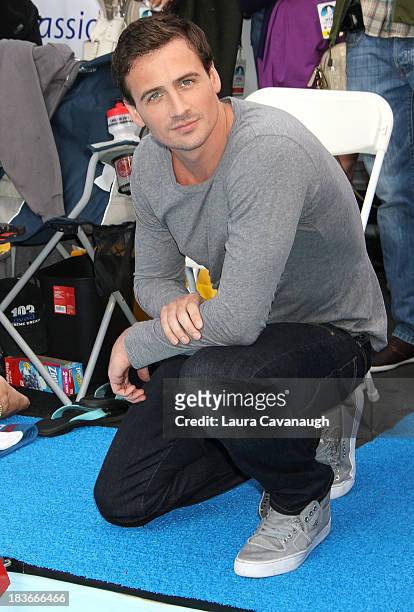 Ryan Lochte attends Swim for Relief benefiting Hurricane Sandy recovery at Herald Square on October 8, 2013 in New York City.