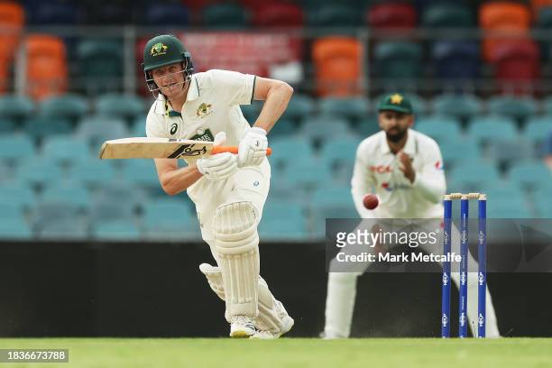 Cameron Bancroft of the Prime Ministers XI bats during day two of the Tour Match between PMs XI and Pakistan at Manuka Oval on December 07, 2023 in...